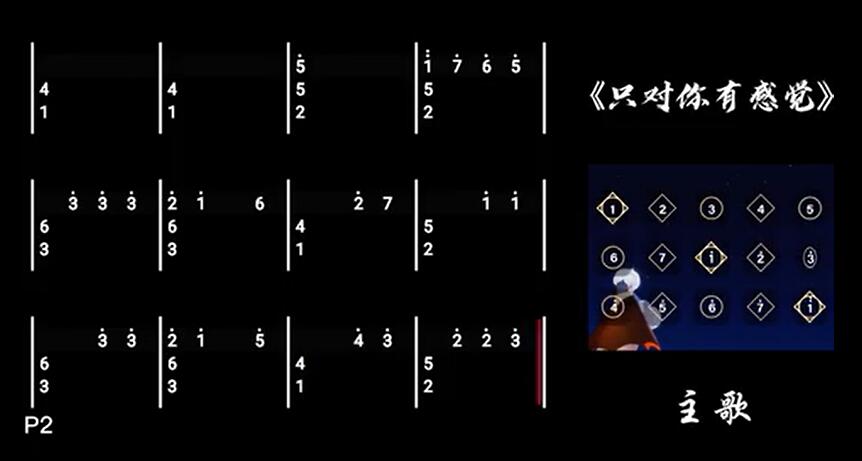 《光遇》只对你有感觉简谱乐谱分享
